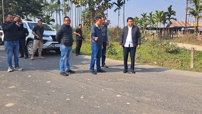 Honourable Minister Shri Jacob Zhimomi GoN undertook an inspection of the road being constructed from Diphupar  to Niuland District